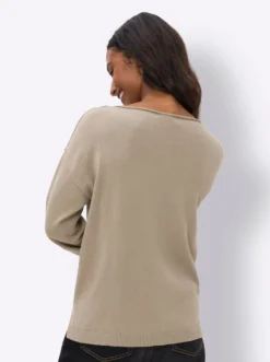 Baumwollpullover mit Seitenschlitzen