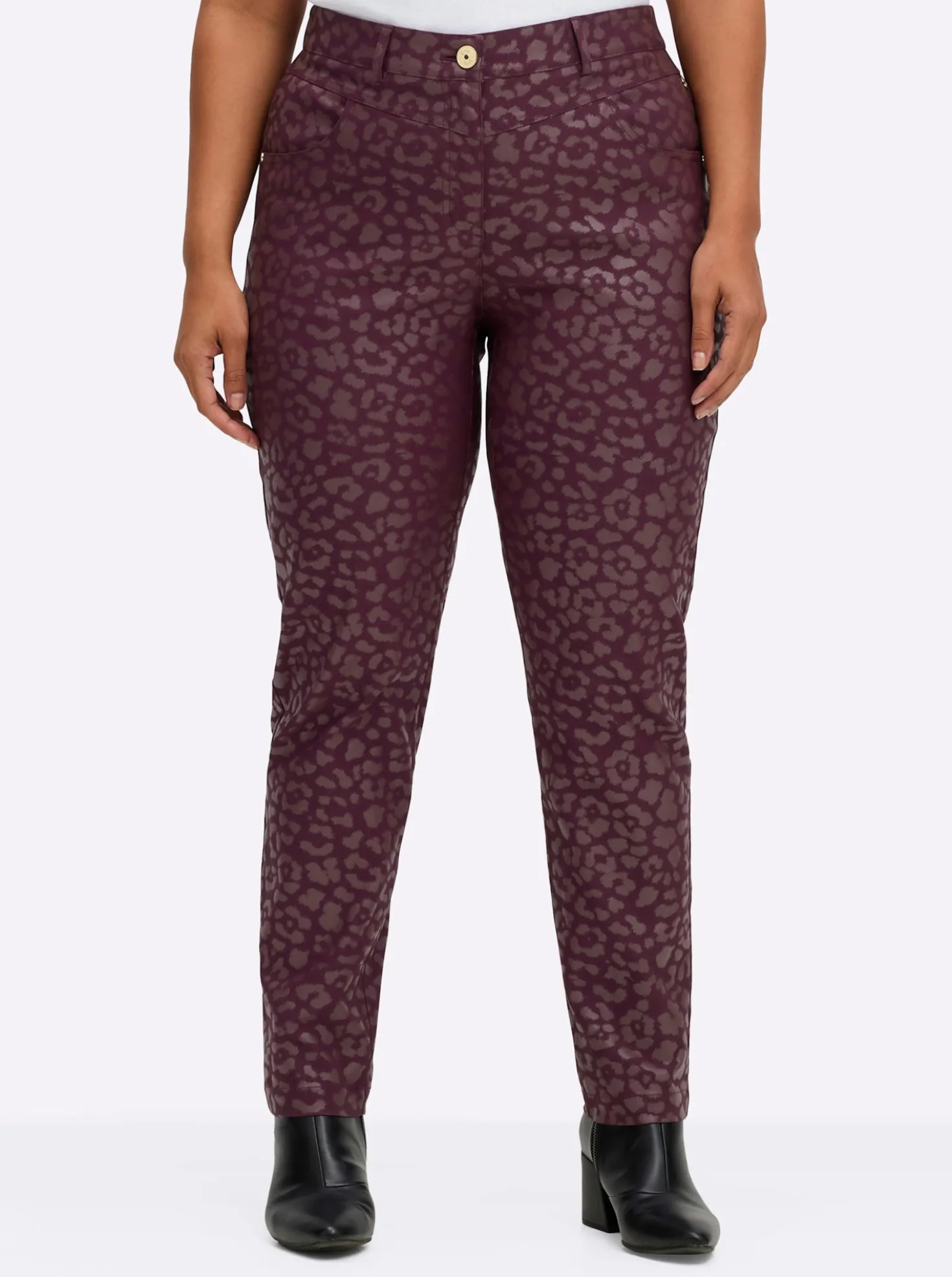Bengalinhose mit beschichtetem Leo-Print