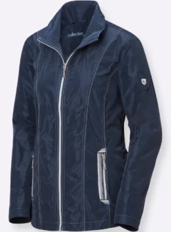 Übergangsjacke mit kontrastfarbigen Ziernähten
