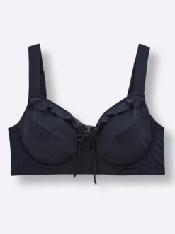 Bikini-Oberteil mit Mesh-Volants und Zierschleife