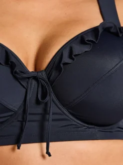 Bikini-Oberteil mit Mesh-Volants und Zierschleife