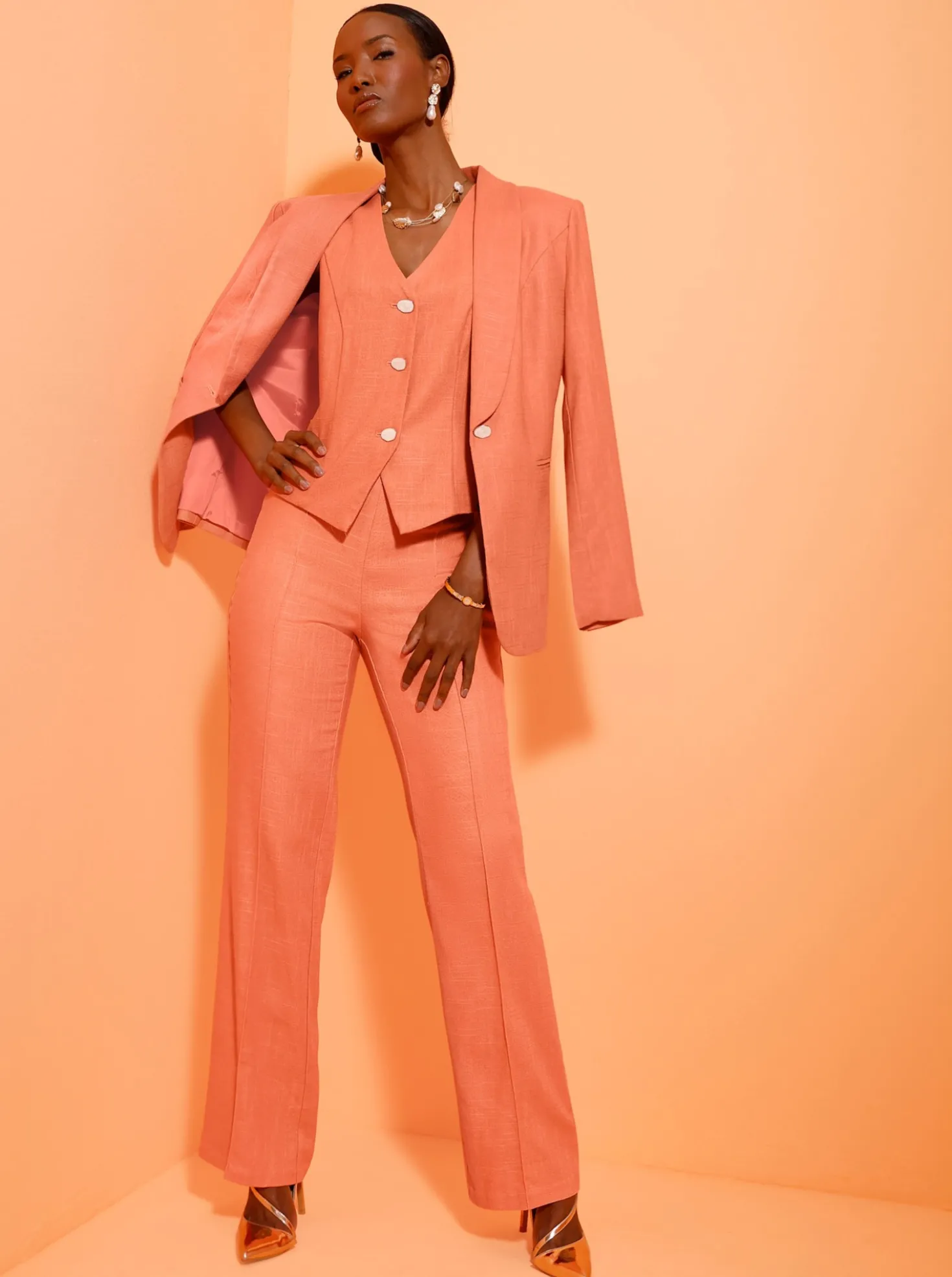 Blazer mit Leinen-Anteil