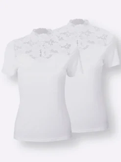 Blazershirt mit Spitze am Stehkragen