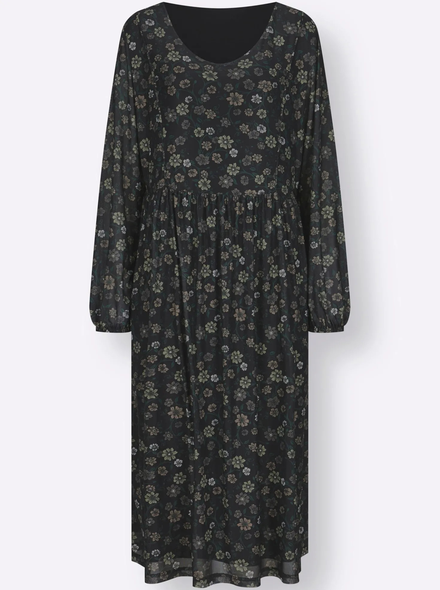 Blumenkleid in floral bedruckter Mesh-Qualität