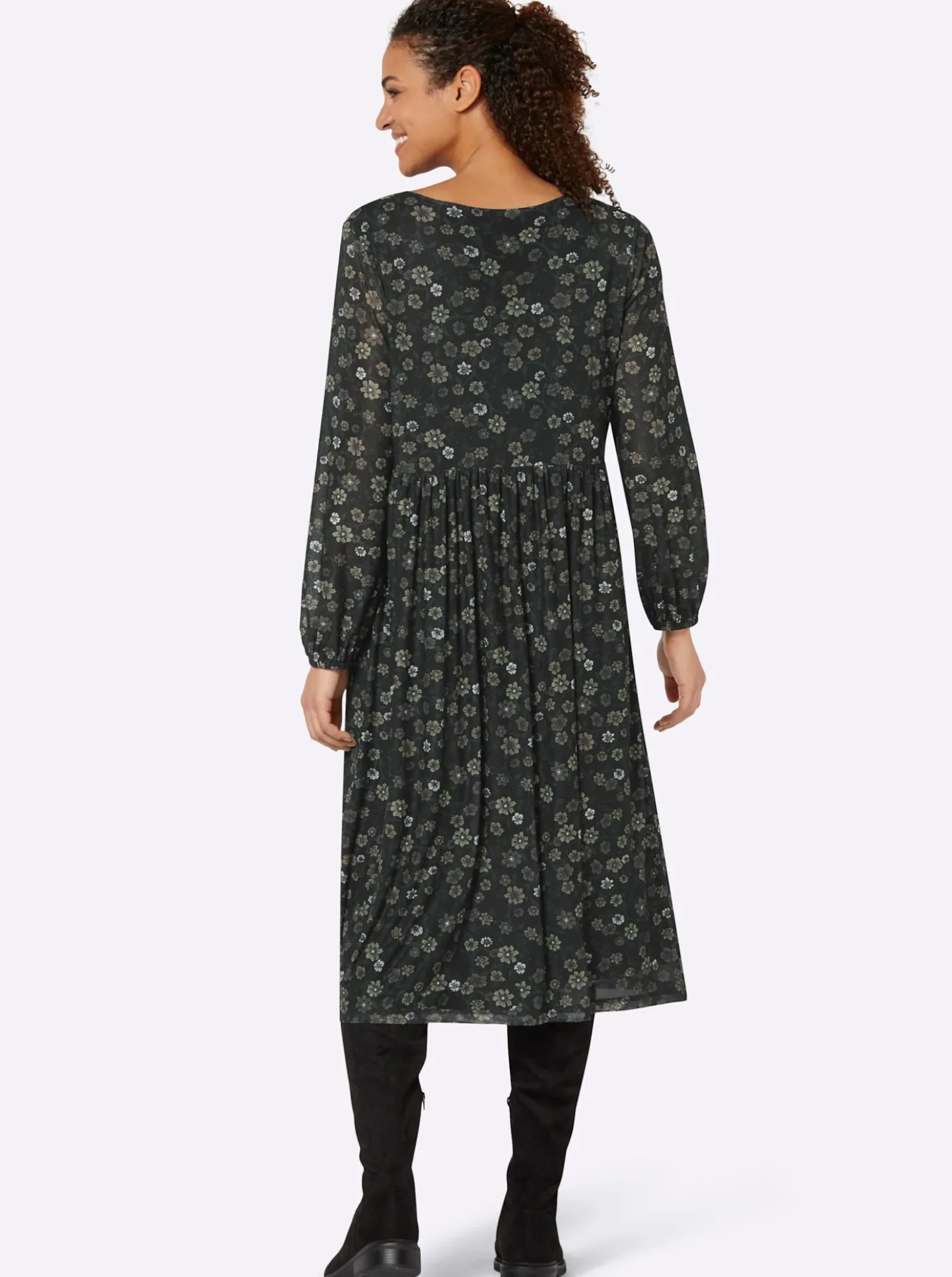 Blumenkleid in floral bedruckter Mesh-Qualität