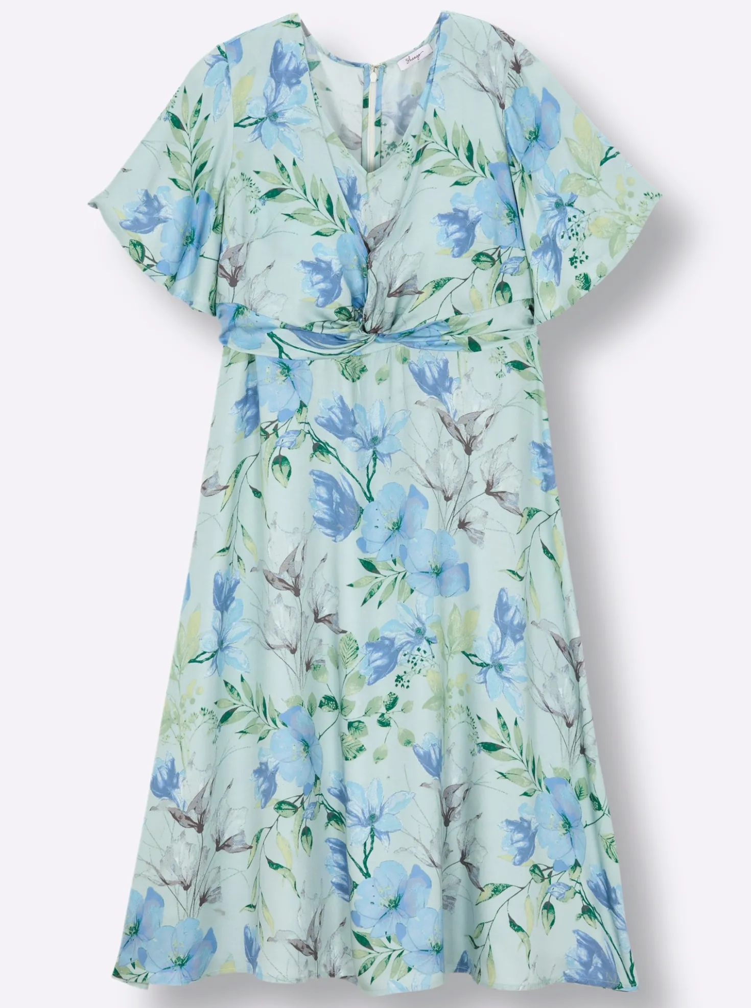 Blumenkleid mit Flügelärmeln und Knotendetail