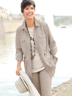 Blusenblazer in Leinen-Optik