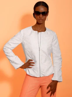 Blusenjacke mit Blütenjacquard-Muster