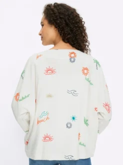 Blusenjacke mit Kontraststickerei