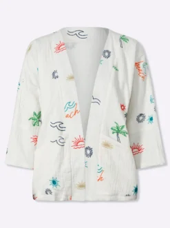 Blusenjacke mit Kontraststickerei