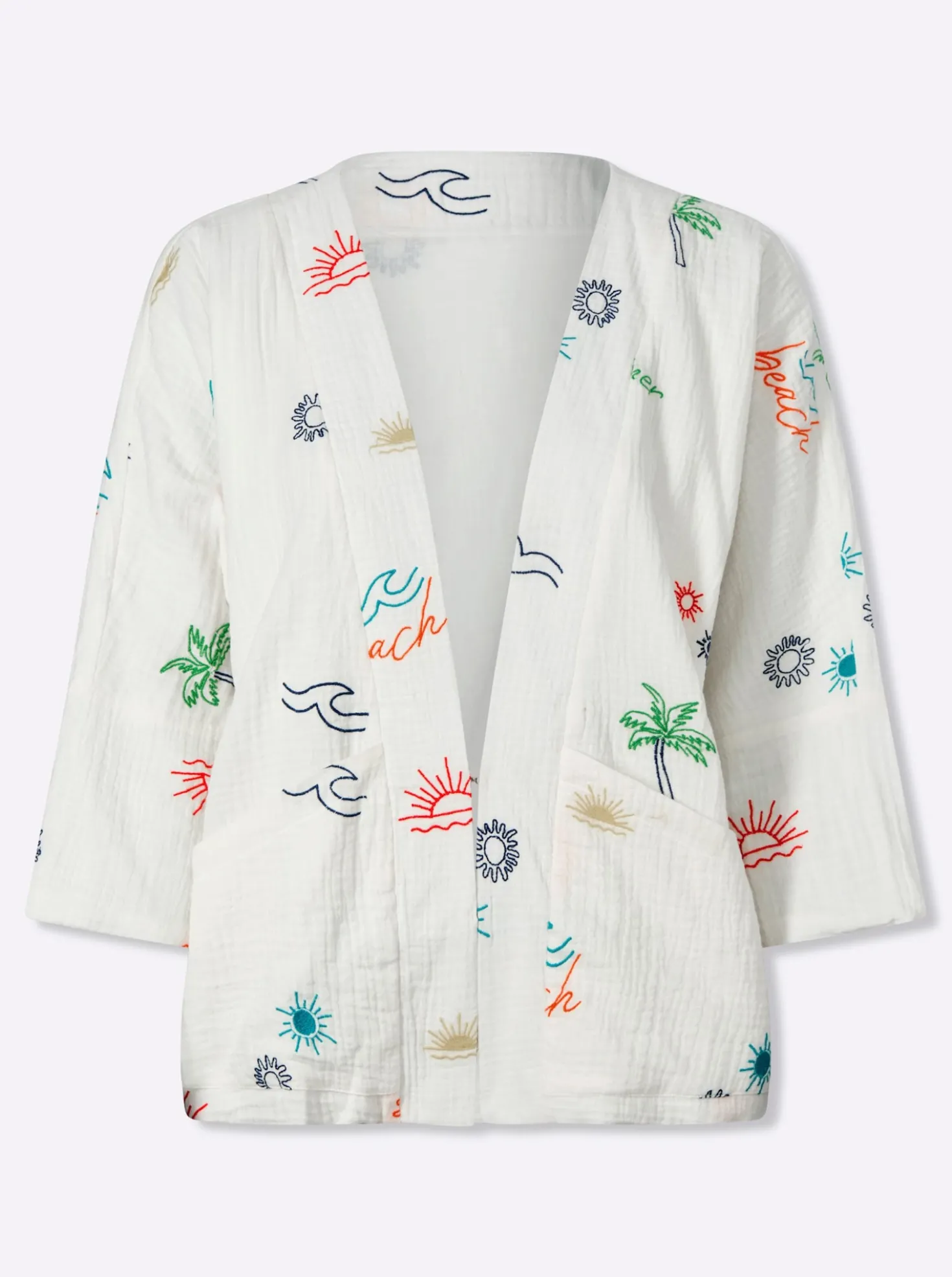 Blusenjacke mit Kontraststickerei