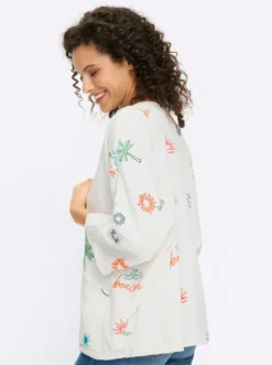 Blusenjacke mit Kontraststickerei
