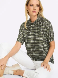 Blusenshirt Ausschnitt mit Kräuselung