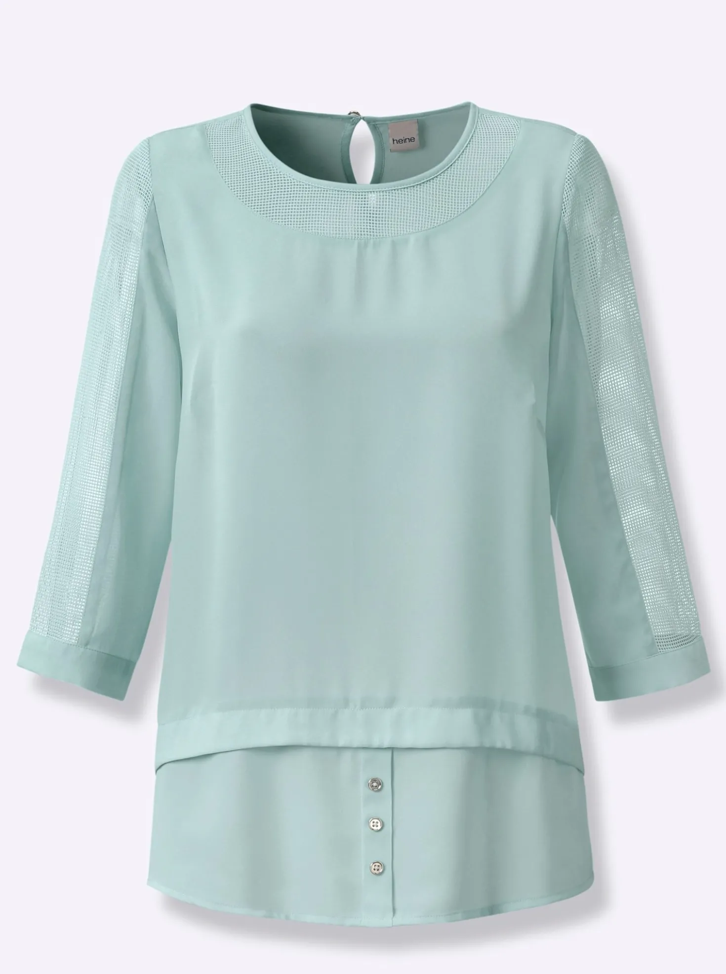 Blusenshirt in 2-in-1-Optik mit Netz-Einsätzen
