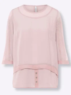Blusenshirt in 2-in-1-Optik mit Netz-Einsätzen