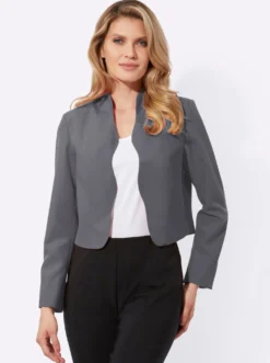 Bolerojacke mit Wellenabschluss, Stehkragen