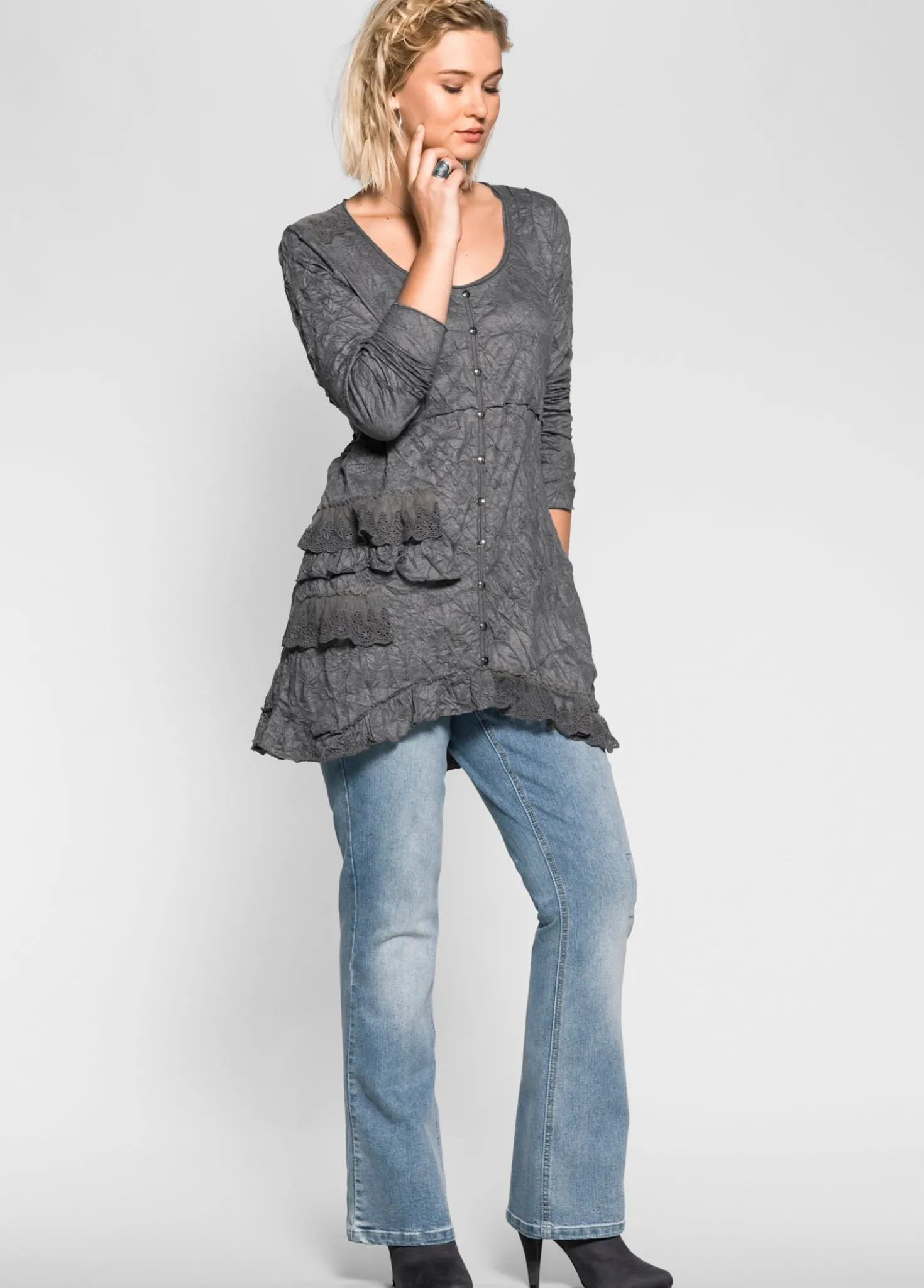Bootcut-Jeans im Used-Look