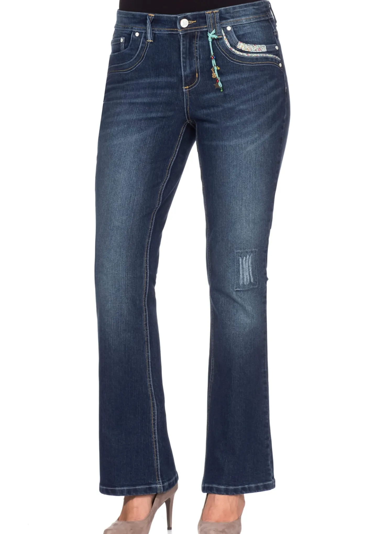 Bootcut-Jeans im Used-Look