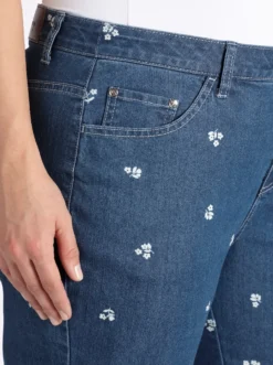 Bootcut-Jeans mit Blumen-Alloverprint