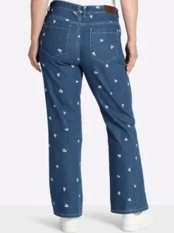 Bootcut-Jeans mit Blumen-Alloverprint