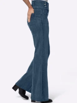 Bootcut-Jeans mit breitem Bund