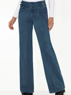 Bootcut-Jeans mit breitem Bund