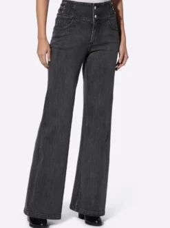 Bootcut-Jeans mit breitem Bund