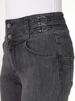 Bootcut-Jeans mit breitem Bund