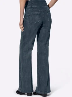 Bootcut-Jeans mit breitem Bund
