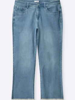 Bootcut-Jeans mit Fransensaum