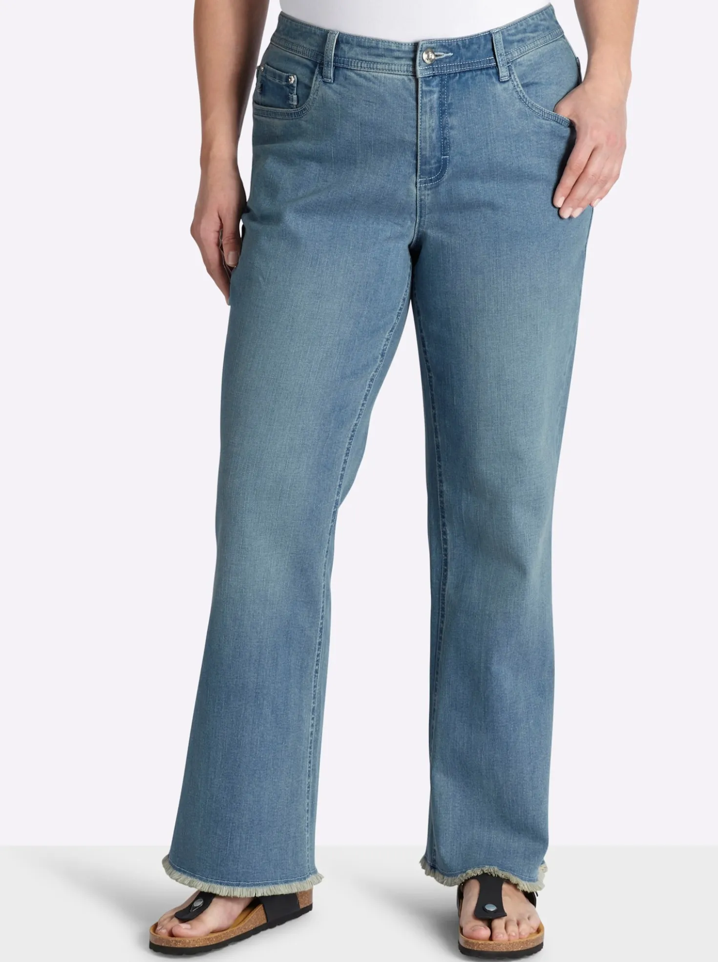 Bootcut-Jeans mit Fransensaum
