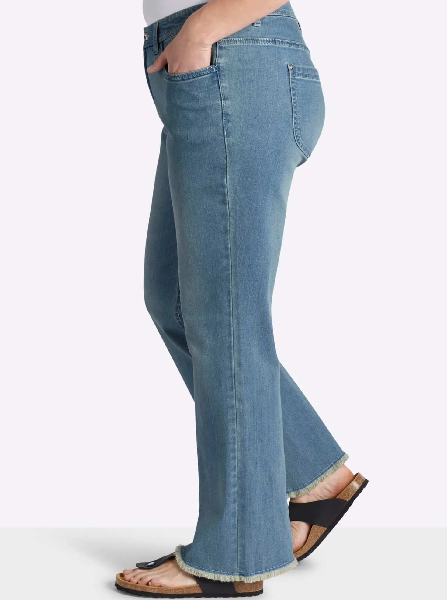 Bootcut-Jeans mit Fransensaum