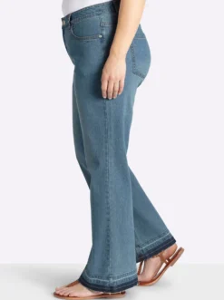 Bootcut-Jeans mit Fransensaum
