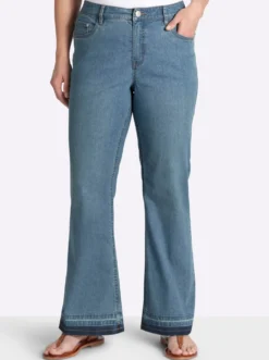 Bootcut-Jeans mit Fransensaum