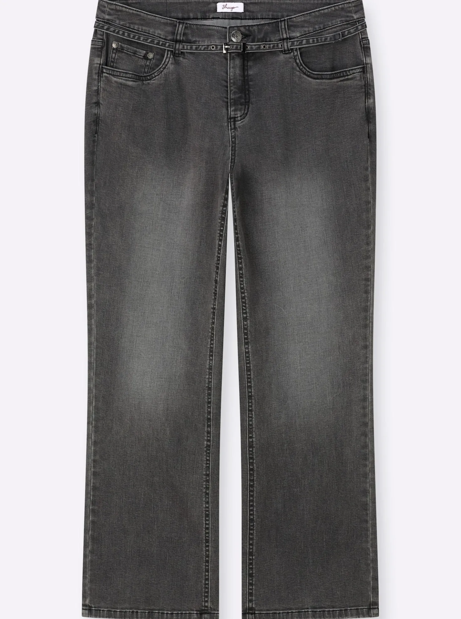 Bootcut-Jeans mit schmalem Gürtel