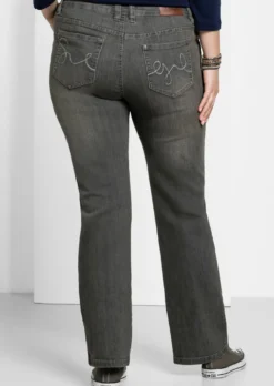 Bootcut-Jeans mit Used-Effekten