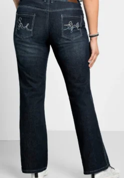 Bootcut-Jeans mit Used-Effekten