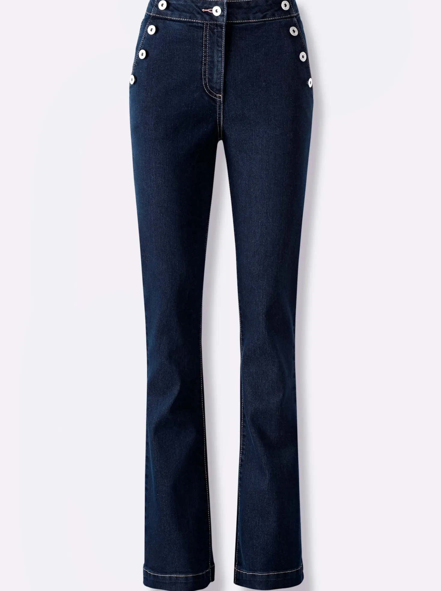 Bootcut-Jeans mit Zierknöpfen