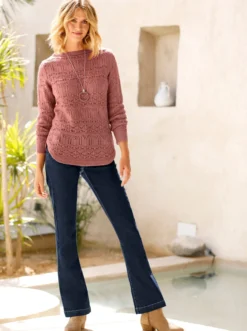 Bootcut-Jeans mit Zierknöpfen
