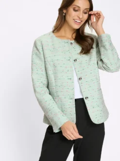Bouclé-Blazer mit aufgesetzten Taschen