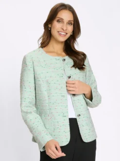 Bouclé-Blazer mit aufgesetzten Taschen