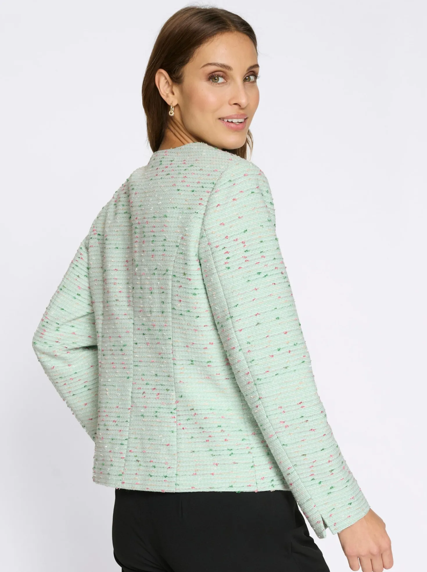 Bouclé-Blazer mit aufgesetzten Taschen