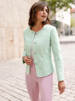 Bouclé-Blazer mit aufgesetzten Taschen