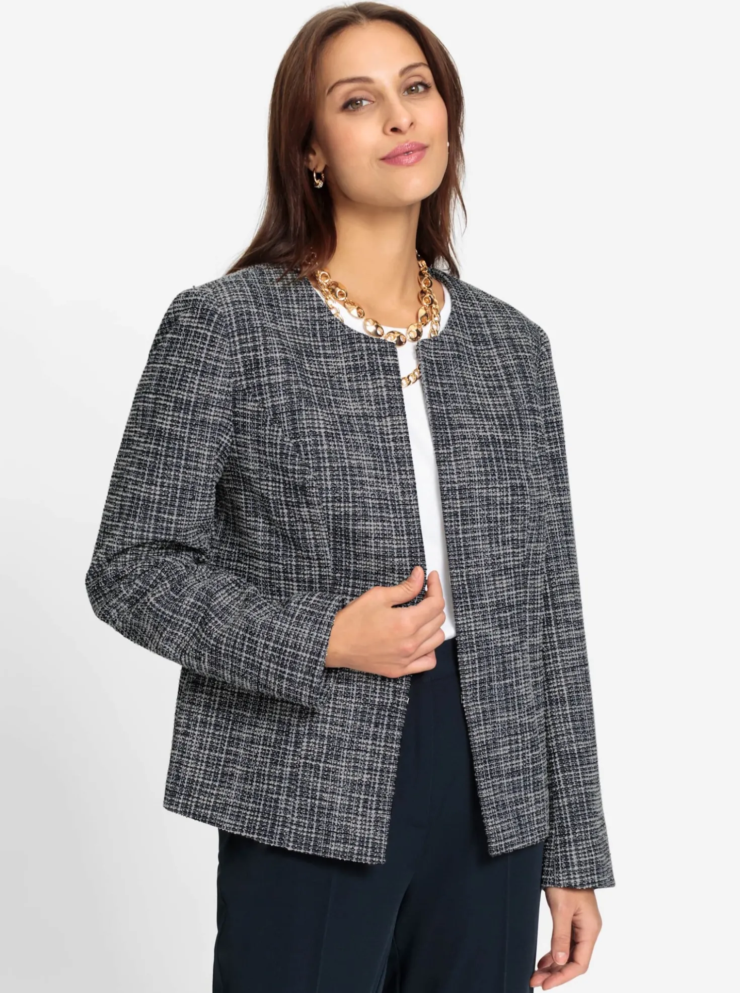 Bouclé-Blazer mit Effektgarn