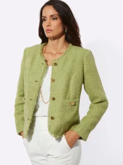 Bouclé-Blazer mit Fransen-Verzierung