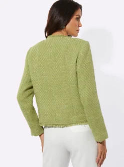 Bouclé-Blazer mit Fransen-Verzierung