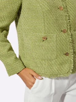 Bouclé-Blazer mit Fransen-Verzierung
