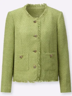 Bouclé-Blazer mit Fransen-Verzierung
