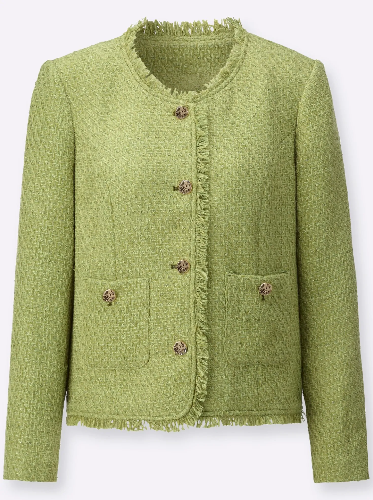Bouclé-Blazer mit Fransen-Verzierung