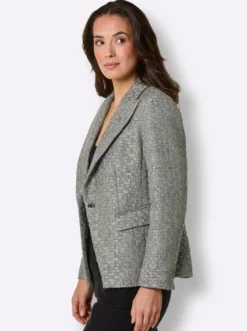 Bouclé-Blazer mit schräger Kante